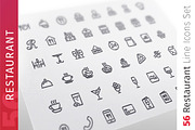 Restaurant Line Icons Set, an Outline Icon by Voysla's Shop (Thumbnail 1 of 4)