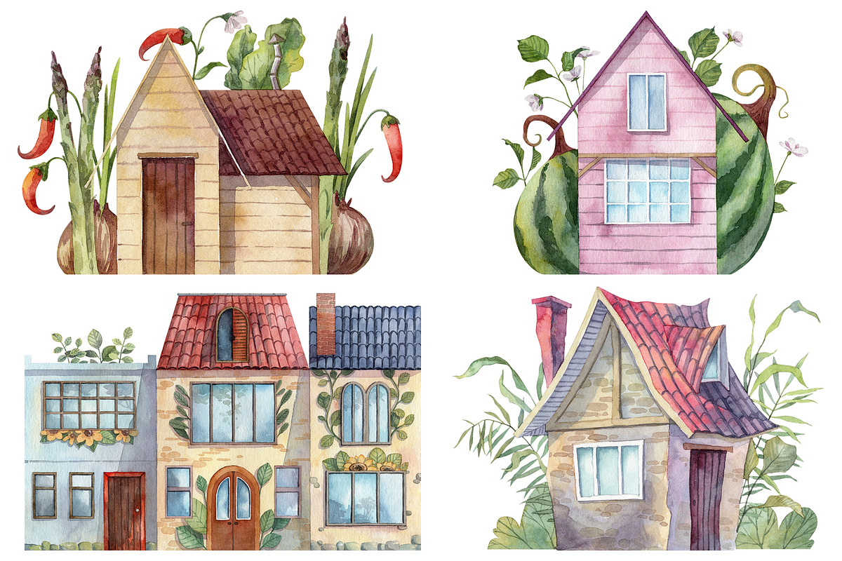 Cute garden houses, a Decorative Illustration by Dashamoony (Photo 3 of 4)