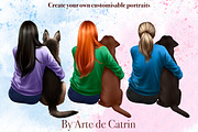 Girl and Dogs Clipart, Best Friends, an Animal Illustration by ArtedeCatrin (Thumbnail 3 of 8)