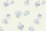 Modern Seashells Pattern- Cream Blue, a Pattern Graphic by Mieken Petra Designs (Thumbnail 2 of 2)