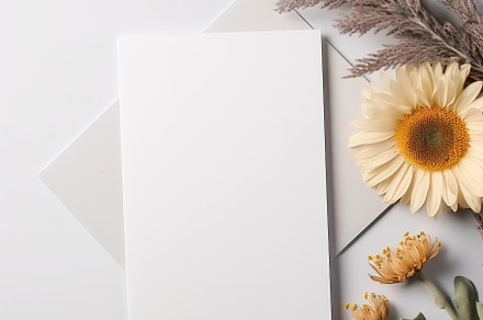 mockup boho style empty white card, a Background Photo by Virgo Studio