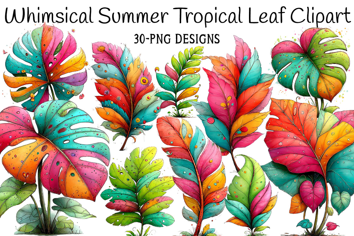 Whimsical Summer Tropical Leaf Clipa, an Illustration by Daily.Designs (Photo 1 of 7)