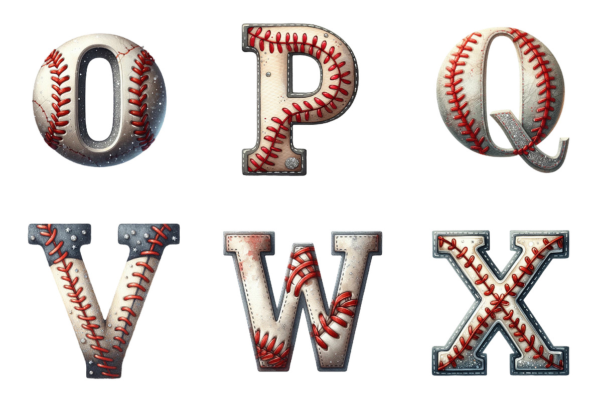 Glittery Baseball Distressed Alphabe, an Illustration by DreamArtGraphic (Photo 3 of 4)