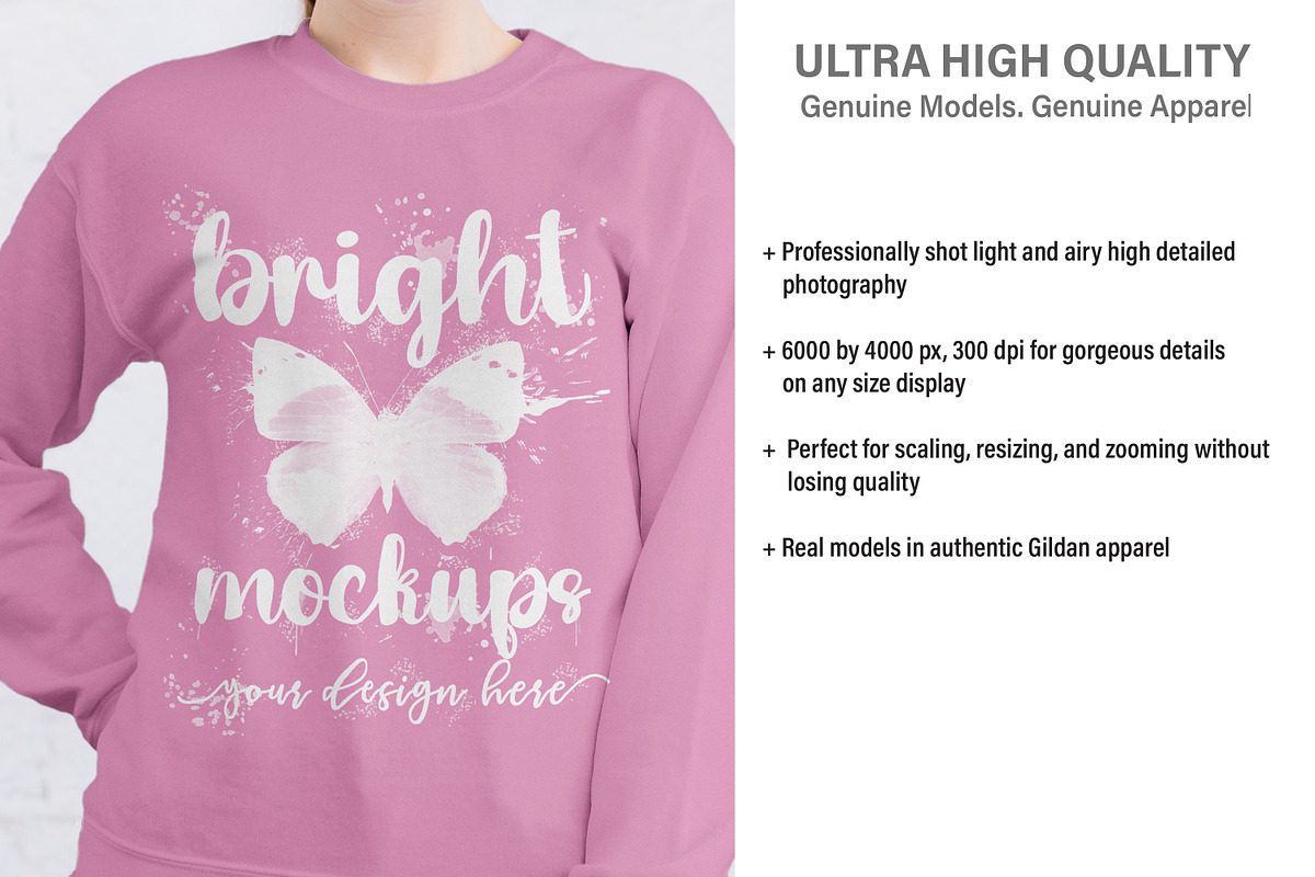 Gildan 18000 Sweatshirt Mock Up, a Print Template by BrightMockups (Photo 3 of 3)