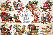 Christmas Sleigh Sublimation Clipart, an Illustration by DreamPrint404 (Thumbnail 1 of 5)