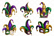 Watercolor Mardi Gras Jester Hat, an Illustration by Black Bird Studio (Thumbnail 2 of 6)