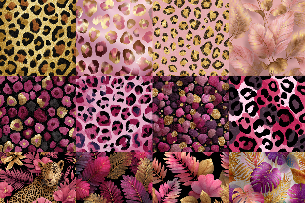 Pink and Gold Leopard Digital Paper, a Pattern Graphic by LA Design (Photo 3 of 10)