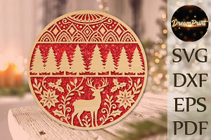 Christmas Deer Forest Laser Cut SVG, an Object Graphic by DreamPrint404