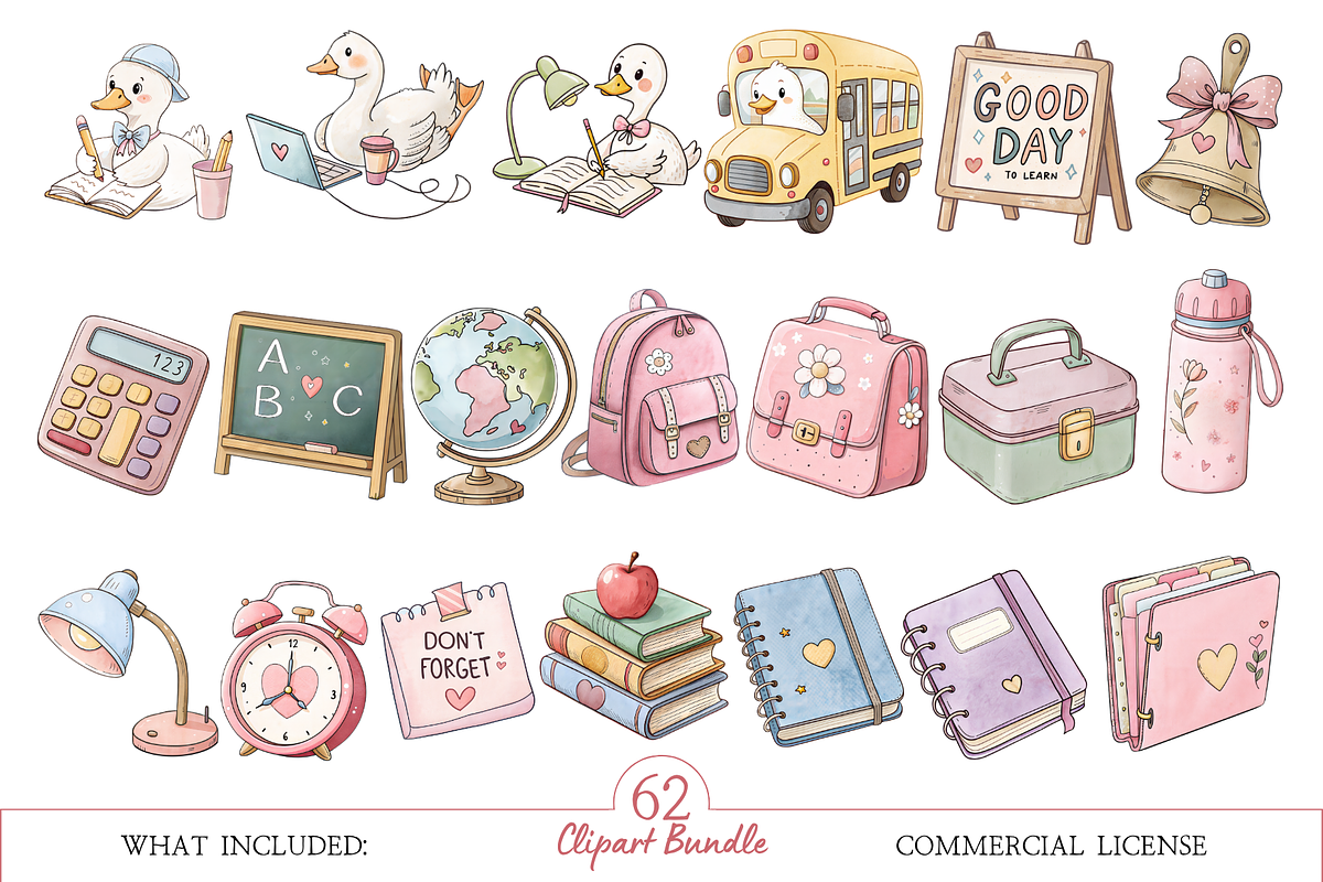 Back to School Goose Clipart, a Decorative Illustration by MockupWizard (Photo 3 of 6)