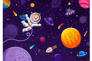 Cartoon Funny Kid Astronaut