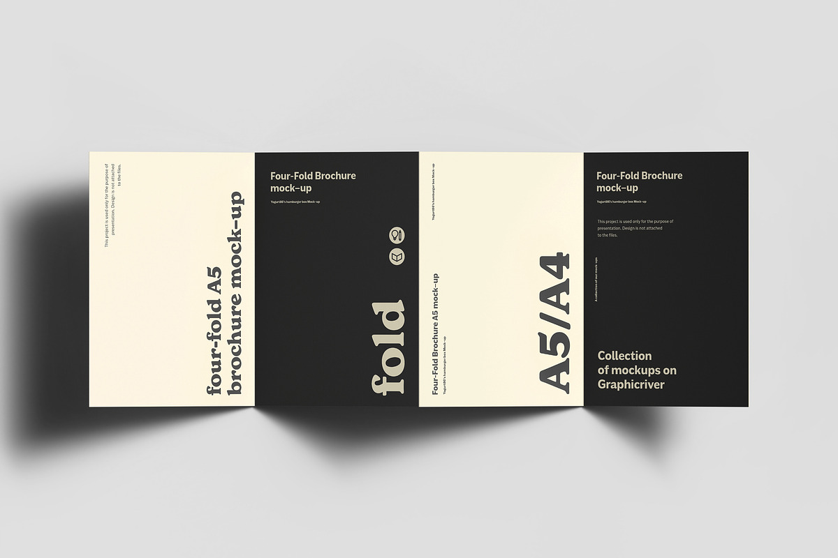 Four Fold A5 Brochure Mockup, an Advertising Mockup by Yogurt86 (Photo 6 of 16)