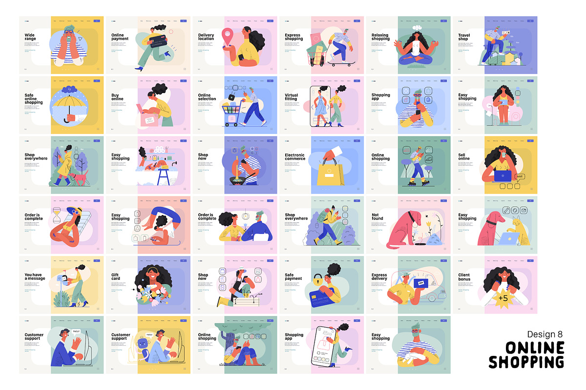 Online Shopping vector illustrations, a Templates & Theme by Grivina's shop (Photo 20 of 26)