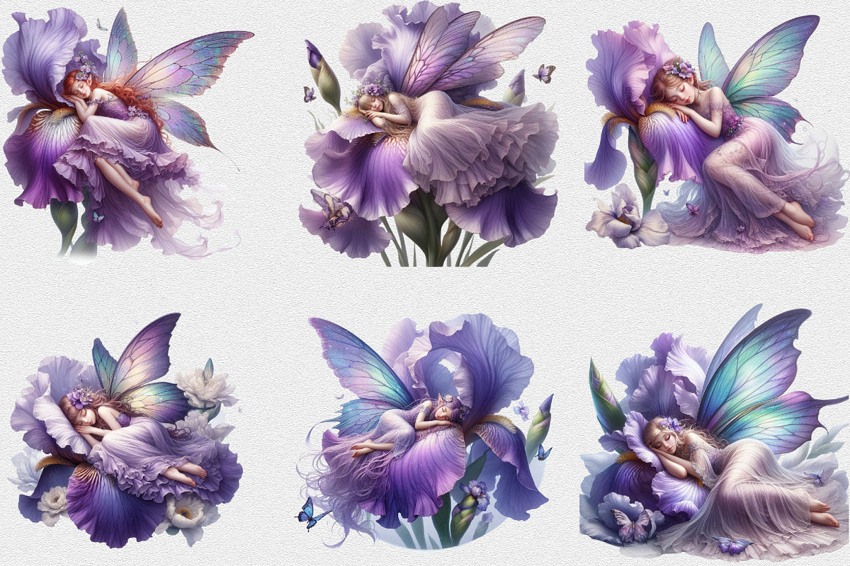 Watercolor Sleeping Fairy Clipart, a Seasonal Illustration by Craft Nest (Photo 4 of 6)