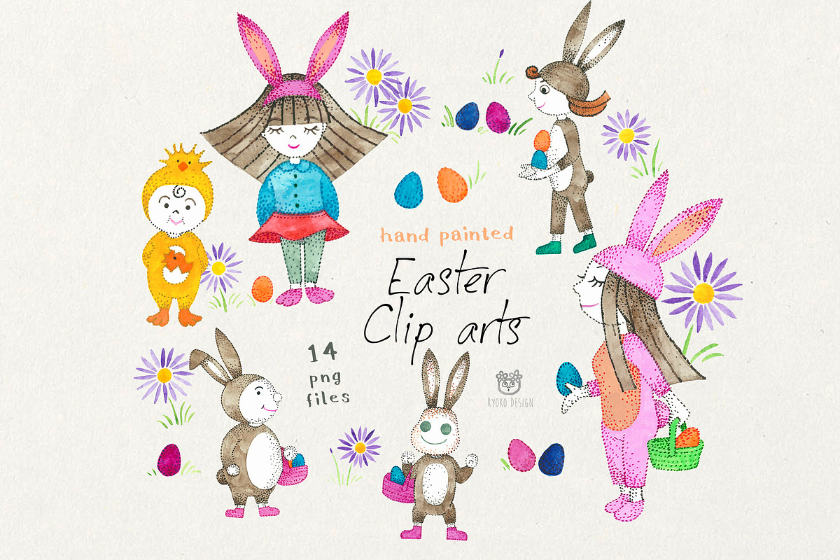 Easter Children Eggs and Bunnies, an Illustration by Eomoiart (Photo 1 of 3)