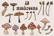 Retro magic mushrooms & eyes set, an Illustration by marie dricot (Thumbnail 2 of 5)