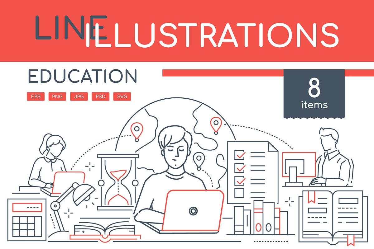 Education Line Illustrations Bundle, an iPhone Mockup by Boyko Pictures (Photo 1 of 12)