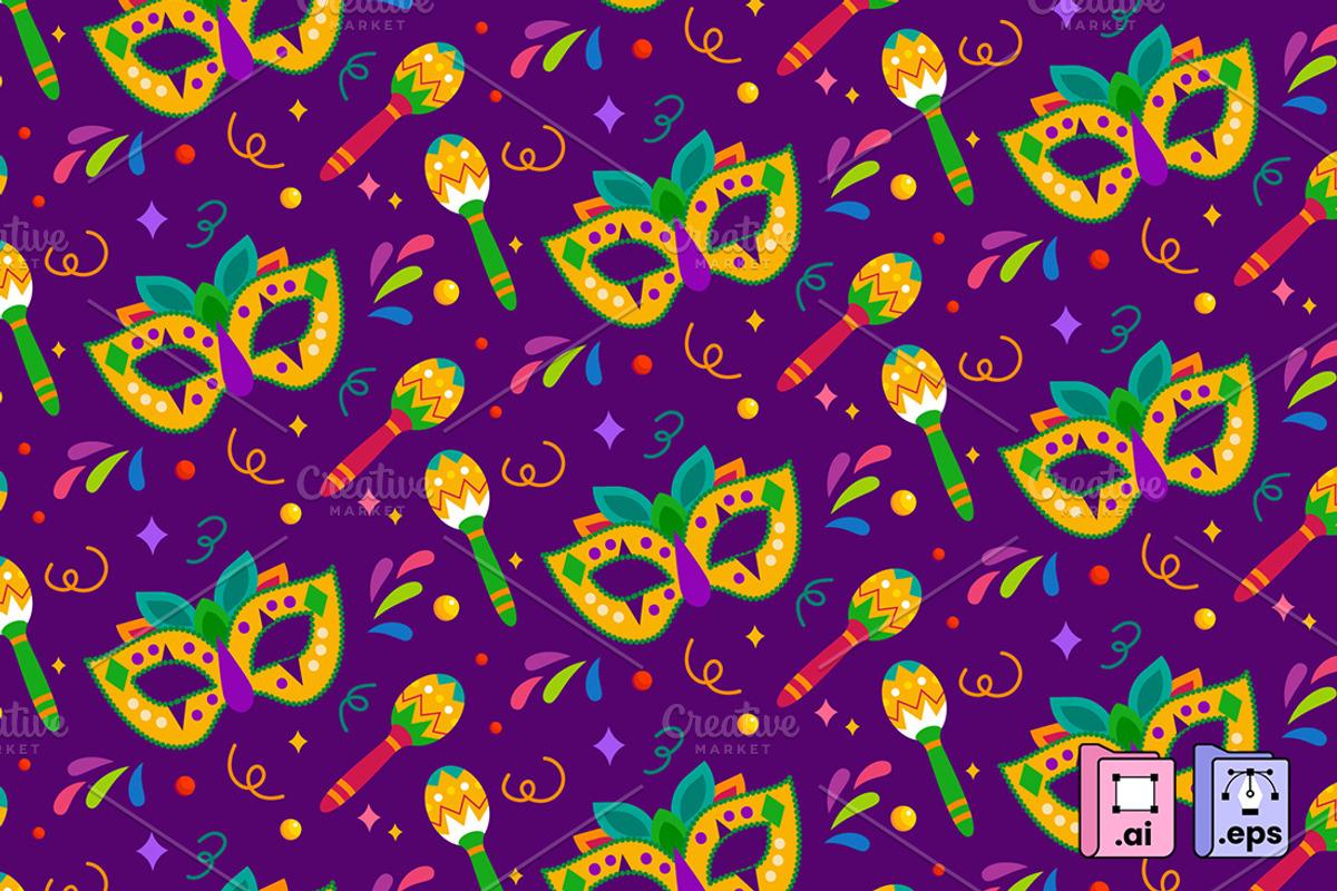 Mardi Gras Pattern Design, a Pattern Graphic by MISS CHATZ (Photo 3 of 3)