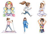 Exercises Fashion Girl Clipart, an Illustration by Daily.Designs (Thumbnail 5 of 5)