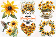 Black Eyed Susan Watercolor Cliparts, an Illustration by RobertsArt (Thumbnail 1 of 7)