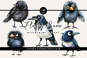 Fluffy Crow PNG Clipart Set, an Animal Illustration by Geniecreativestudio (Thumbnail 1 of 9)