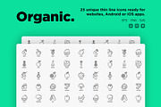 Organic | 25 Thin Line Icons, an Outline Icon by Alex Blogoodf (Thumbnail 2 of 15)