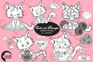 Cutey Cat Digital Stamps AMB-2655