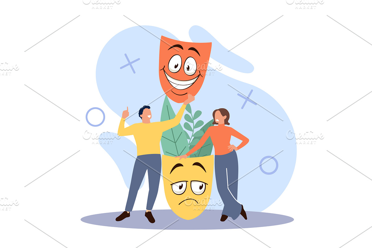 Social behavior. Human moods, a Person Illustration by YummyBuum