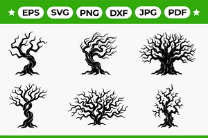 Twisted Tree Silhouette Vector Set, an Object Graphic by Artonix