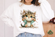 Whimsical Spring Cat Clipart Png, an Illustration by Craft Nest (Thumbnail 8 of 12)