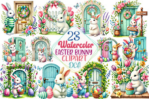 Easter Bunny Sublimation Clipart, an Illustration by DreamCafeArt