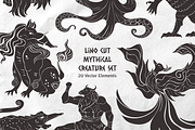 Linocut Mythical Creature Set, an Animal Illustration by Invisual Studio (Thumbnail 1 of 7)