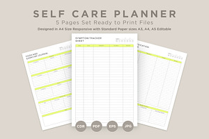 Self Care Planning Pages Set V-16, a Stationery Template by shahsoft