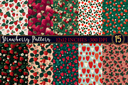 Strawberry Pattern Digital paper, an Illustration by Designworld (Thumbnail 1 of 4)