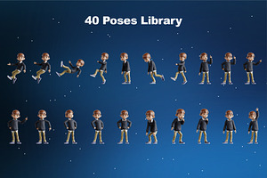 3D Character Boy Child Pose Library