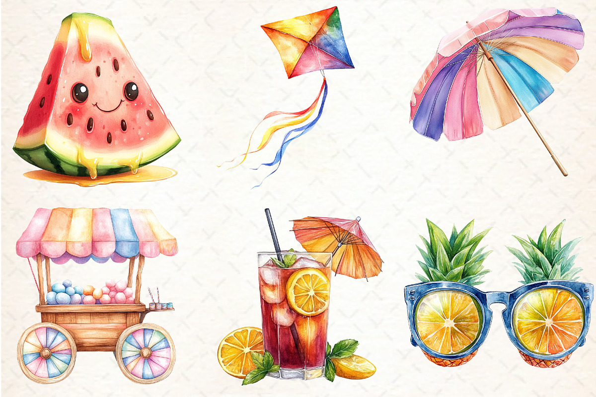 Colorful Summer Clipart Set, an Illustration by Libby Wishes (Photo 4 of 5)