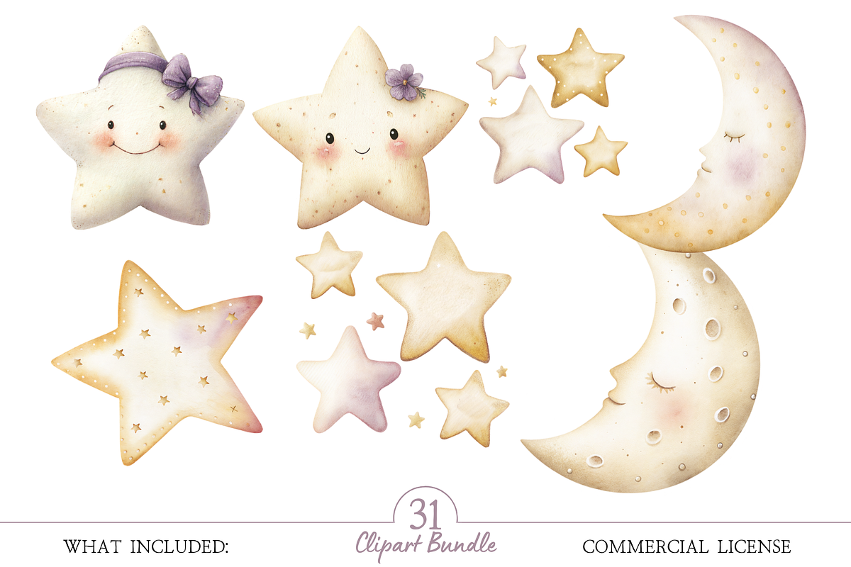 Dreamy Bear Clipart Set, an Illustration by MockupWizard (Photo 3 of 5)