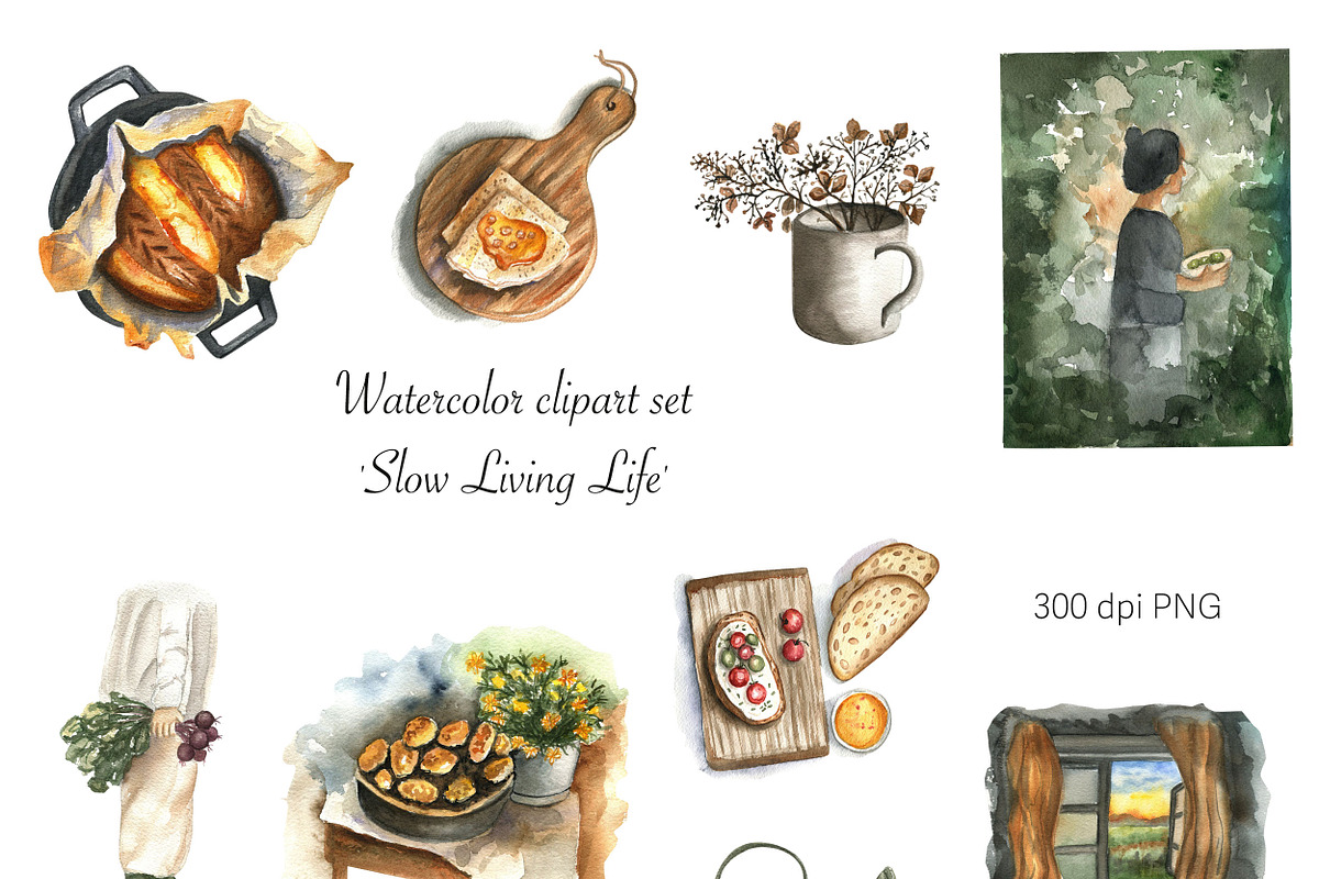 Watercolor Slow Living Collection, an Illustration by ViolettaKh (Photo 2 of 15)