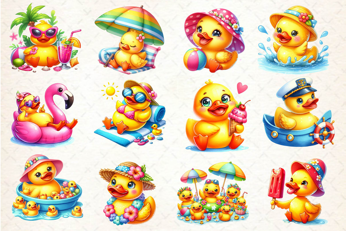 Cute Summer Rubber Duck Clipart, an Illustration by Dream Creation (Photo 3 of 4)