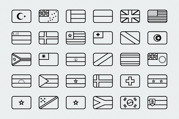 Outline rounded world flags preview 5
