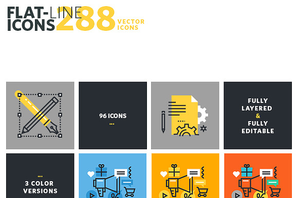 Set Of Flat Line Icons