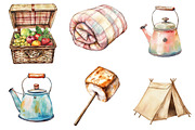 Vintage Spring Camping Clipart, an Illustration by SinaCreation (Thumbnail 2 of 5)