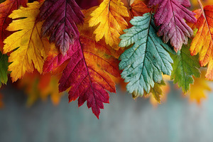 Assorted autumn leaves in rich shades of red, yellow, green, and, a Nature Photo by José Manuel Gelpi