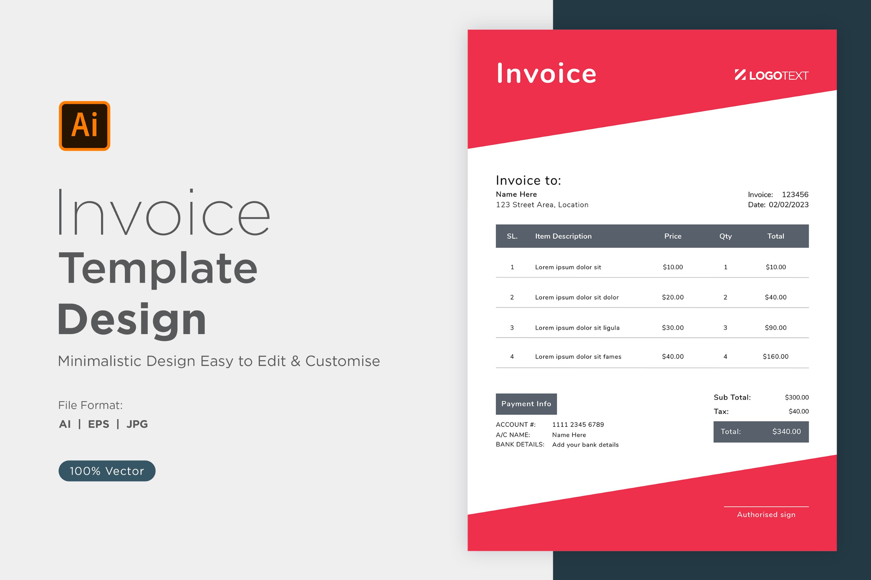 Corporate Invoice Design Template, a Stationery Template by shahsoft