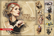 Retro Illustrations Photoshop Action, an Action Add-On by GorynArt (Thumbnail 1 of 22)