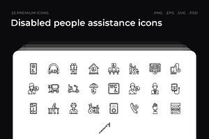 Disabled people assistance icons, an Outline Icon by Wencory