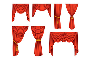 Red curtains realistic