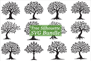 Detailed Tree Silhouette SVG Bundle, an Illustration by Amazin_art