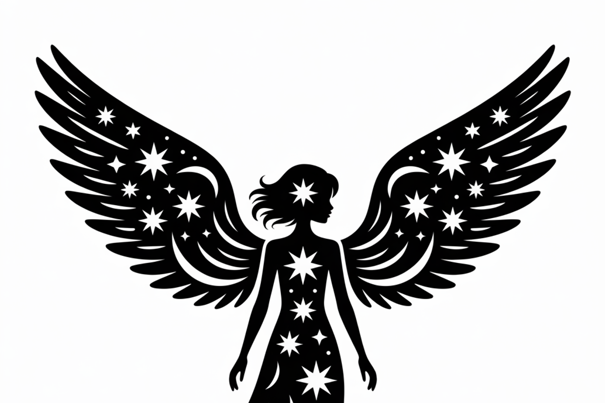 starry angel wings silhouette, an Illustration by Amazin_art (Photo 11 of 21)