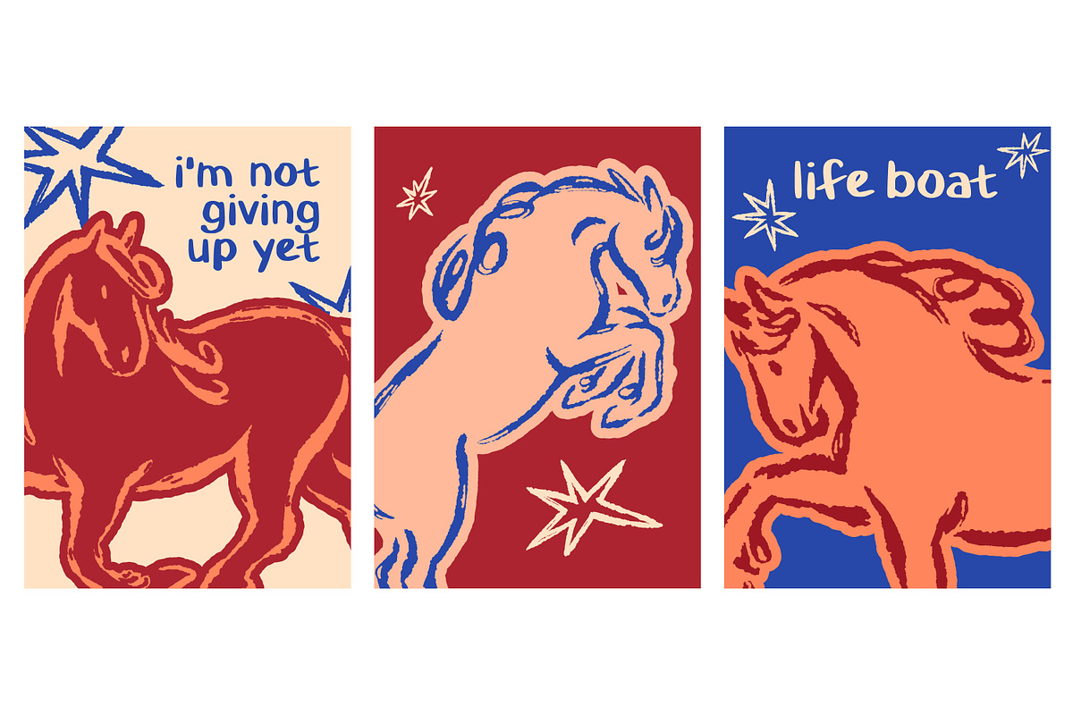 Doodle, scribble horse posters set, an Animal Illustration by Good Studio (Photo 5 of 11)