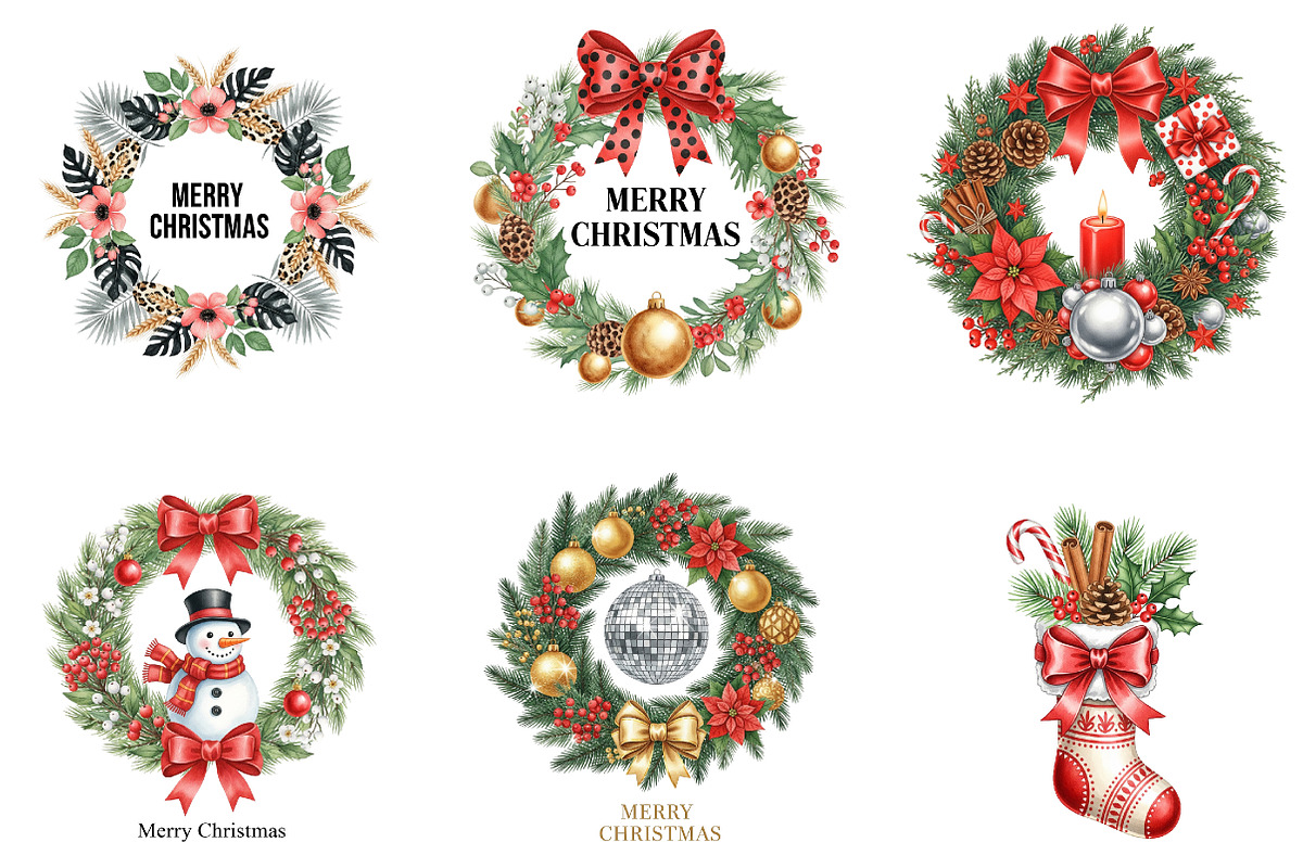 Christmas Wreath PNG  Bundle, an Illustration by DreamArtGraphic (Photo 2 of 5)